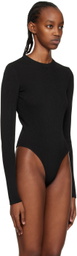 BEVZA Black Ribbed Bodysuit