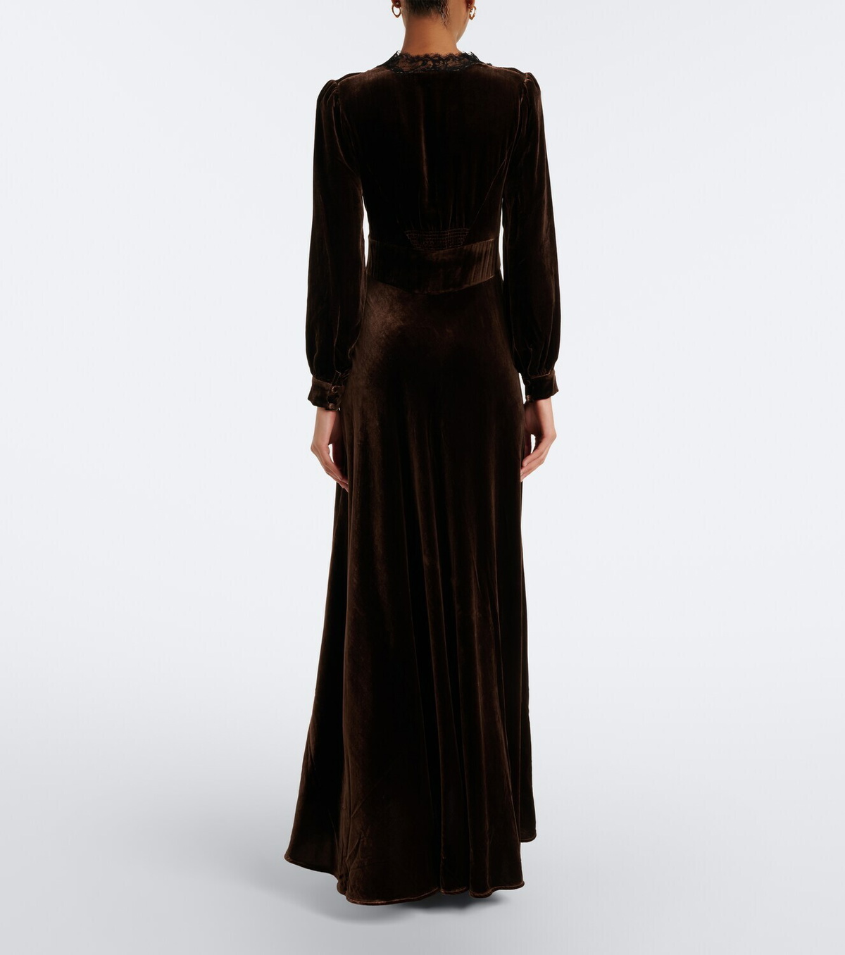 Rixo Emory lace-trimmed velvet maxi dress