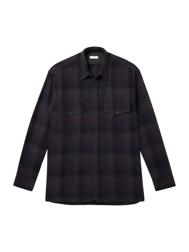 Photo: Kaptain Sunshine - Checked Wool and Alpaca-Blend Shirt - Blue