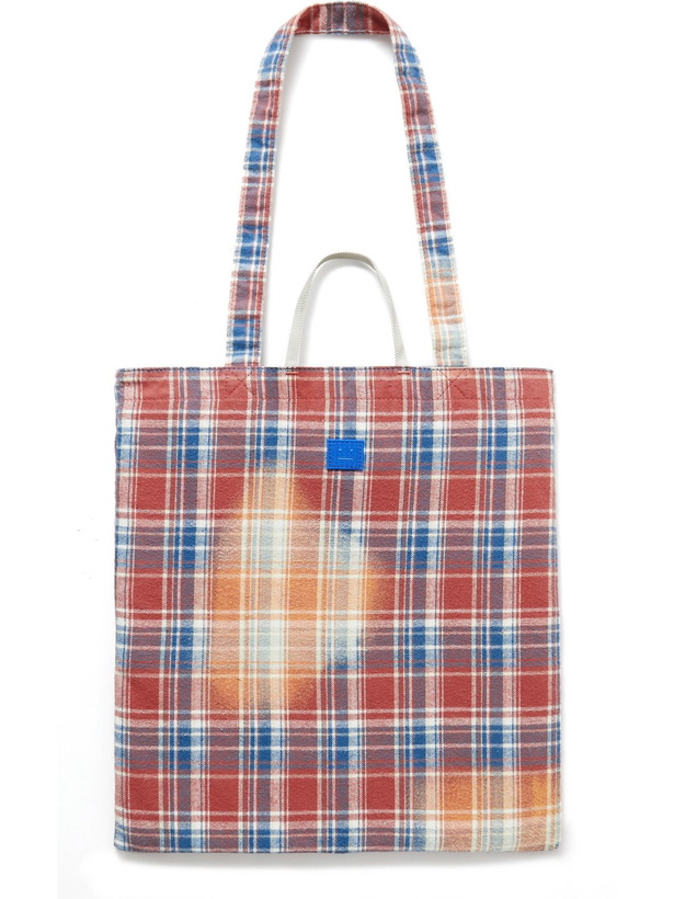 Photo: ACNE STUDIOS - Printed Checked Cotton-Flannel Tote Bag