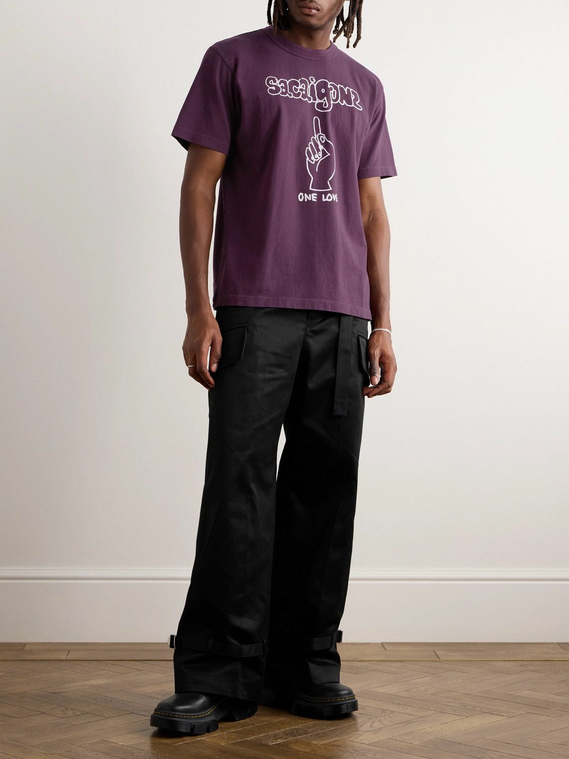 Sacai - Gonz One Love Printed Cotton-Jersey T-Shirt - Purple Sacai