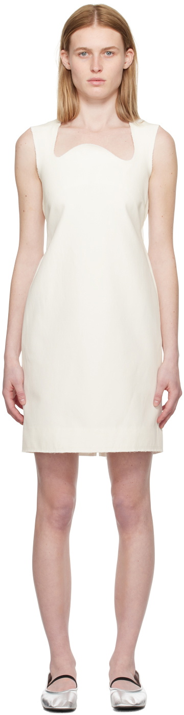 Recto White Signature Curved Neck Minidress