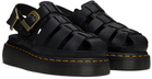Dr. Martens Black Wrenlie Grizzly Leather Fisherman Sandals