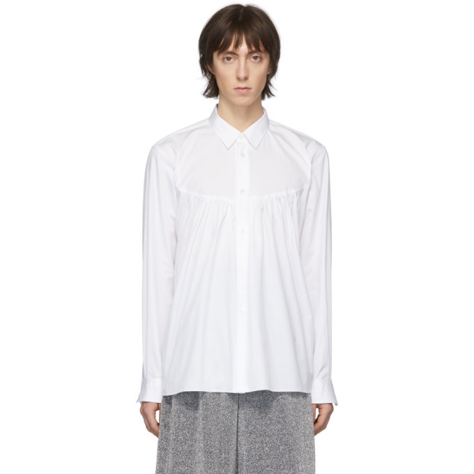 Photo: Comme des Garcons Homme Plus White Broad Front Pleats Shirt