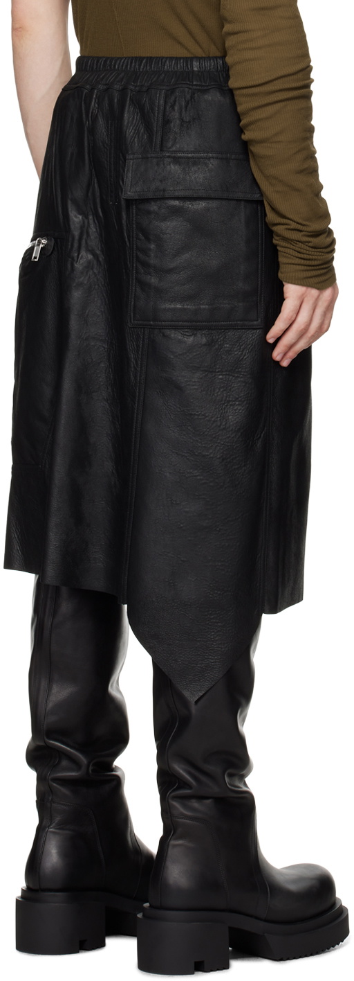 Rick Owens Black Porterville Dracca Leather Skirt Rick Owens