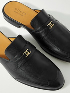 GUCCI - Embellished Leather Backless Loafers - Black