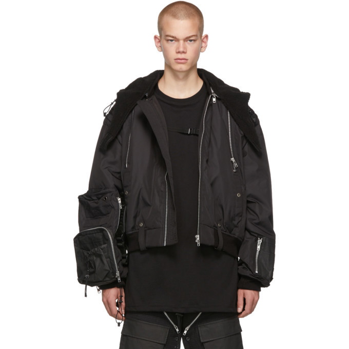 Photo: Blackmerle SSENSE Exclusive Black Hooded Bomber Jacket