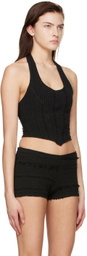 Luna Del Pinal Black Stretch Weave Tank Top