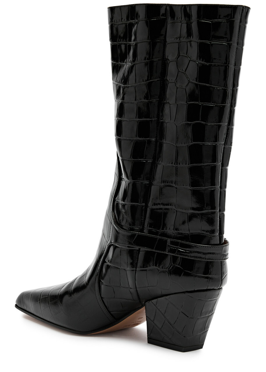 Paris Texas Jane Crocodile Effect Leather Mid-calf Boots