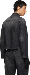 Jean Paul Gaultier Black High Neck Zipped Gloves Denim Jacket