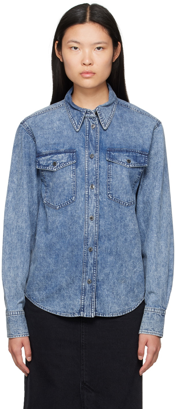 MARANT ÉTOILE puff-sleeve denim shirt - Blue