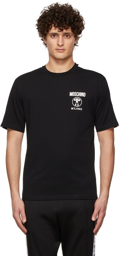 Photo: Moschino Black Double Question Mark Trim T-Shirt