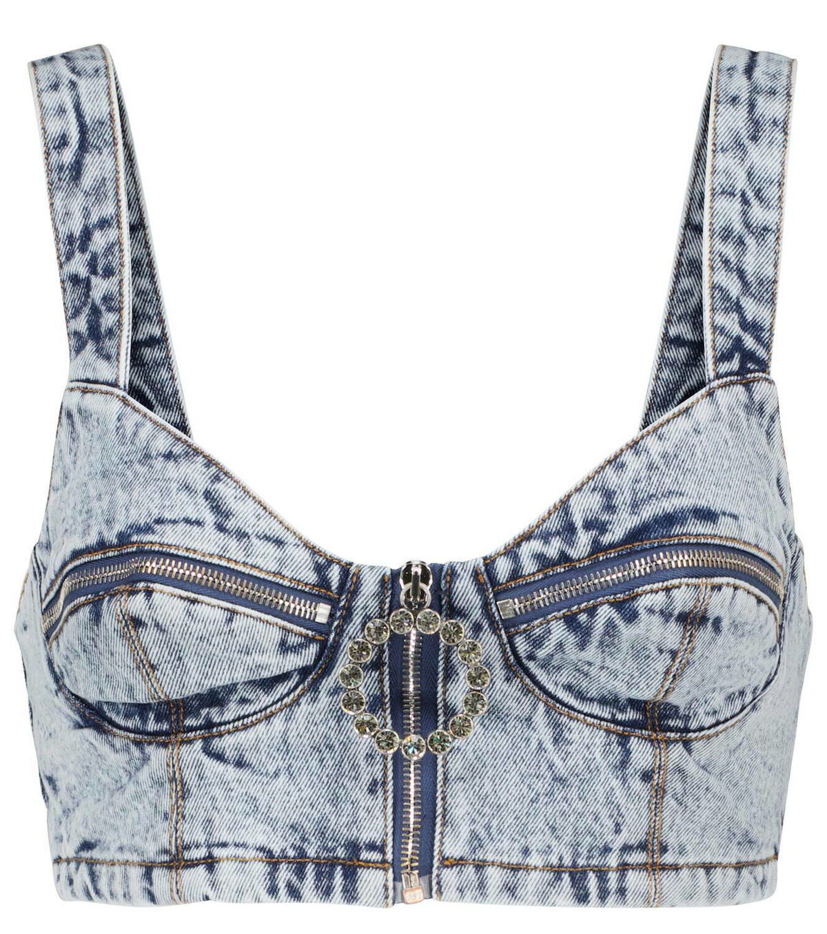 Alessandra Rich Crystal-embellished denim bustier