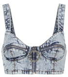 Alessandra Rich Crystal-embellished denim bustier