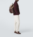 Brunello Cucinelli Leather-trimmed canvas backpack