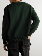 WTAPS - Palmer Logo-Appliquéd Knitted Zip-Up Cardigan - Green