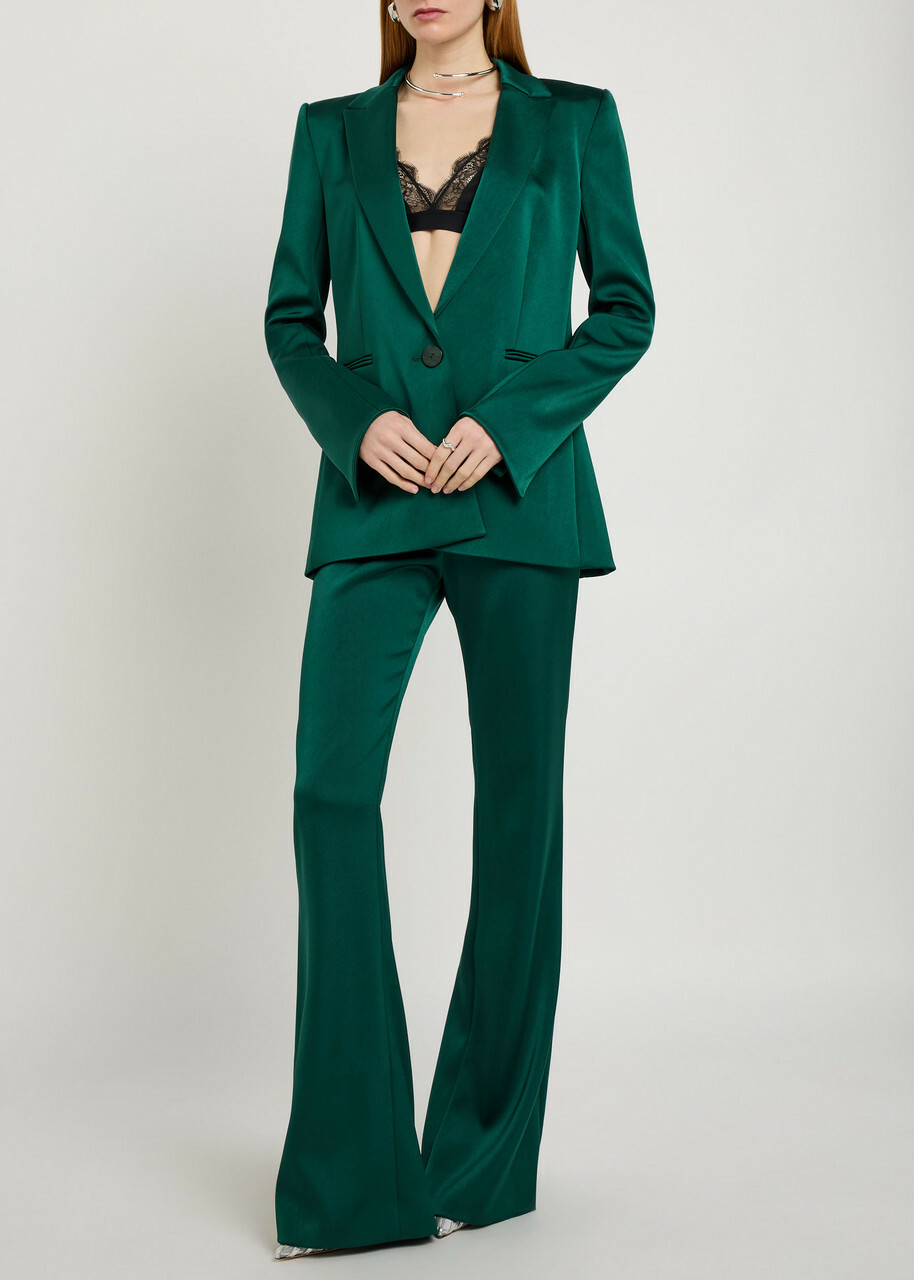 Galvan Sculpted Satin Blazer Green