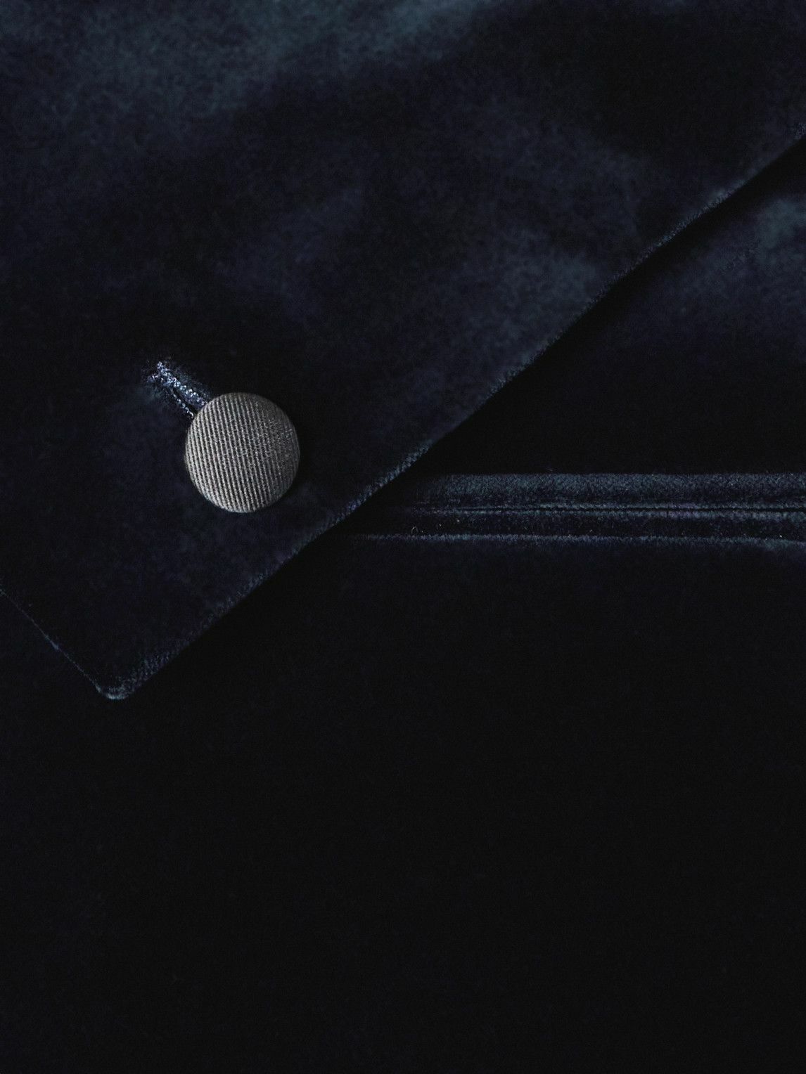 Favourbrook - Nehru-Collar Cotton-Velvet Jacket - Blue