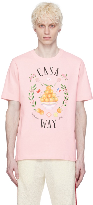 Photo: Casablanca SSENSE Exclusive Pink 'Casa Way' T-Shirt