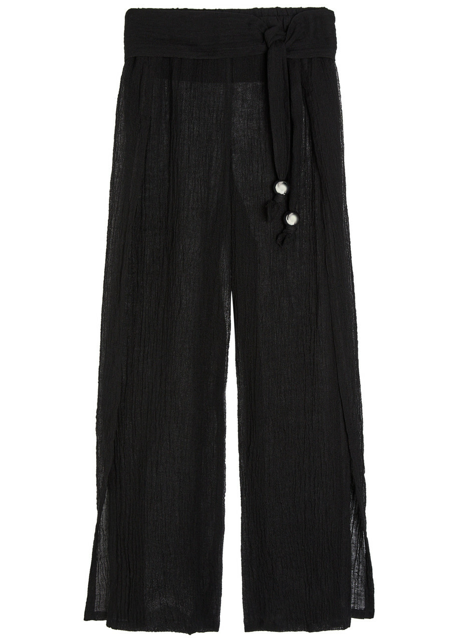 Lisa Marie Fernandez Open Side Linen-blend Beach Trousers Black