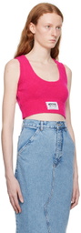 Moschino Jeans Pink Patch Tank Top