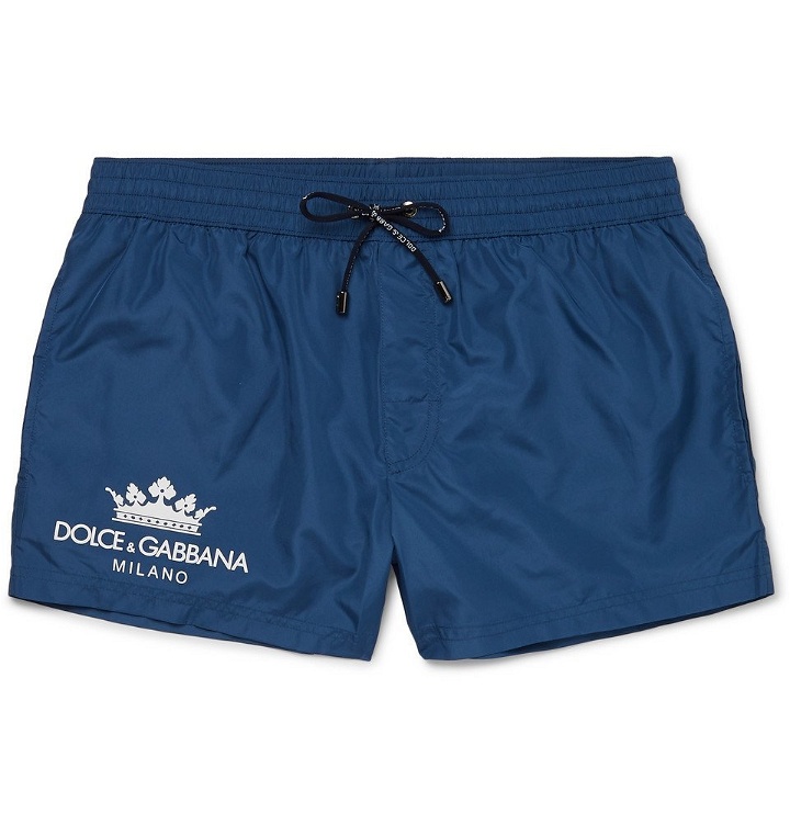 Photo: Dolce & Gabbana - Logo-Print Short-Length Swim Shorts - Navy