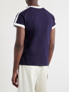 Versace - Medusa-Embroidered Cotton-Blend Jersey T-Shirt - Blue