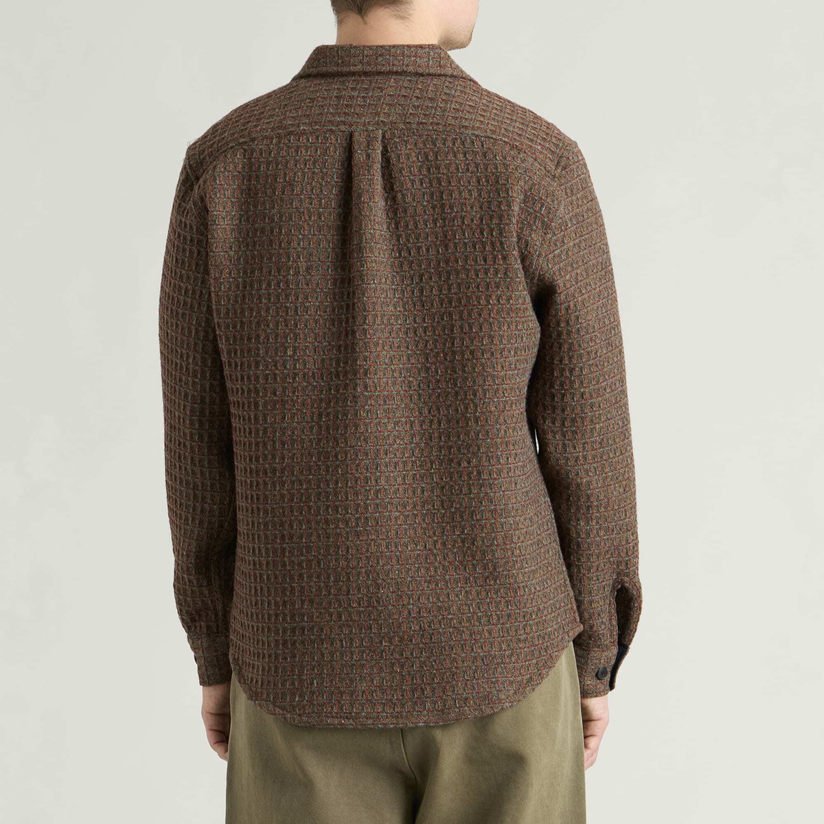 Portuguese Flannel Men's Waffle Overshirt in Brown Multi
