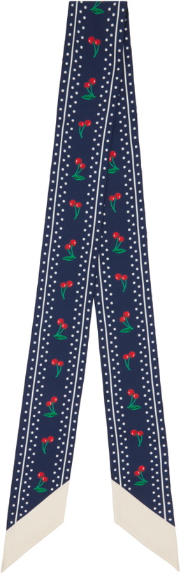 Photo: Valentino Garavani Navy Silk Cherry Scarf
