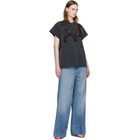 Stella McCartney Black Lace Mix Washed Jersey Cotton T-shirt