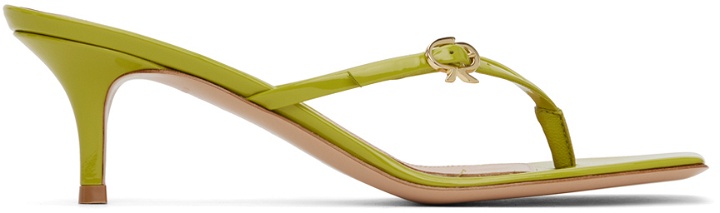 Photo: Gianvito Rossi Green Ribbon Thong Heeled Sandals