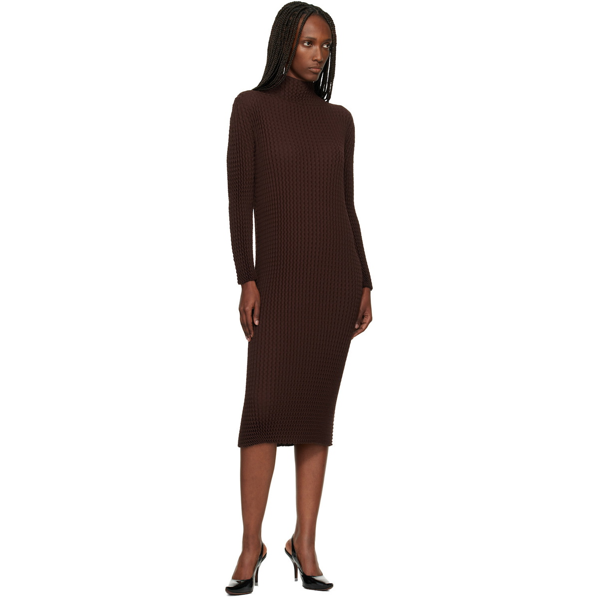ISSEY MIYAKE Brown October Spongy-58 Midi Dress