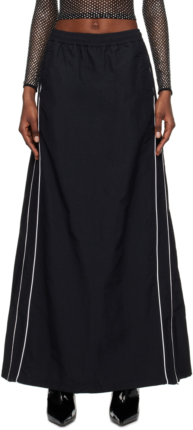 Abra Black Piping Maxi Skirt