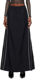 Abra Black Piping Maxi Skirt