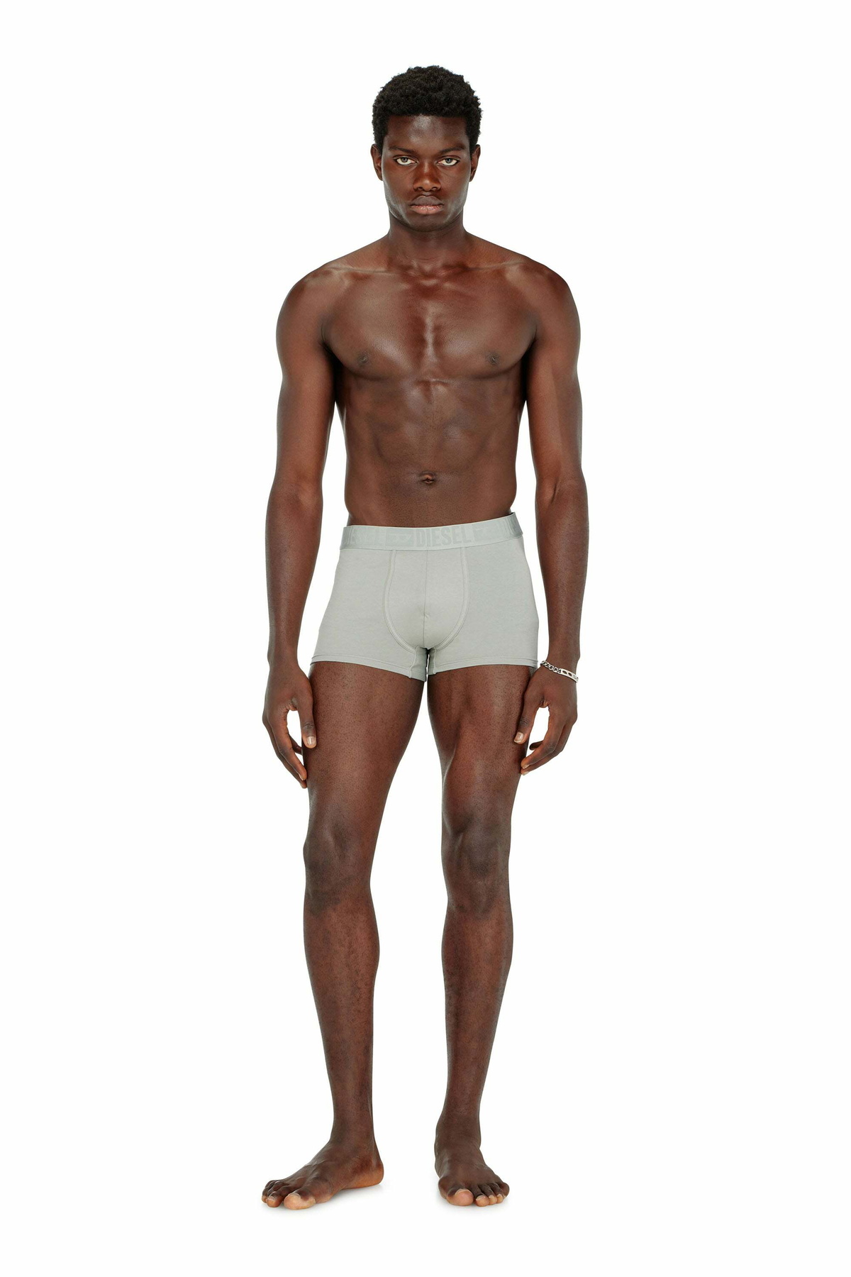 Diesel Three-pack of stretch cotton boxer briefs with tonal waistband - Trunks Mens in Grey