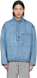 Wooyoungmi Blue High-Neck Denim Jacket