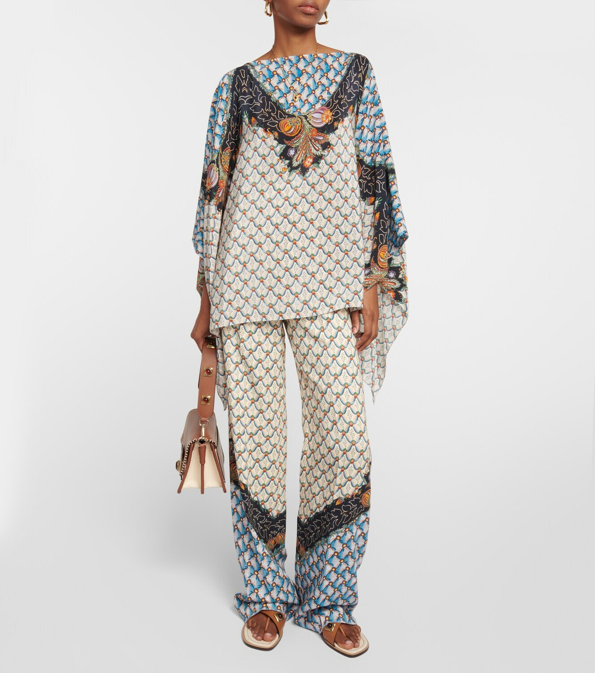Etro Printed silk cape