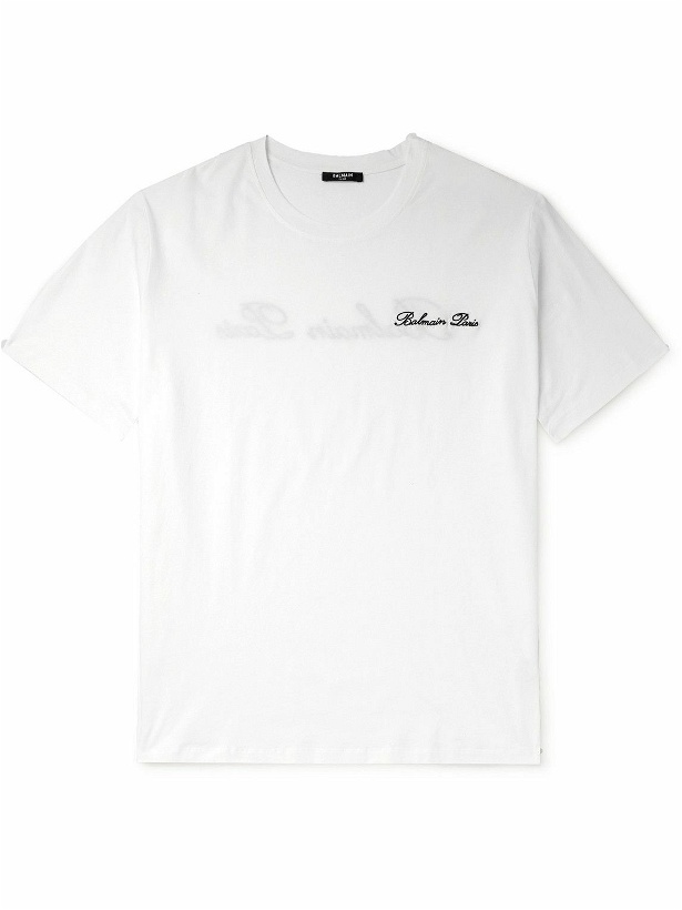 Photo: Balmain - Logo-Embroidered Cotton-Jersey T-Shirt - White