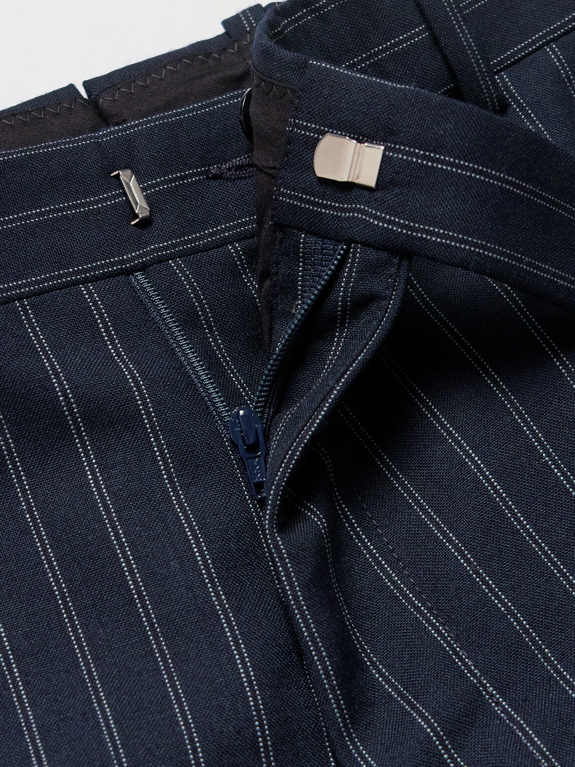 Husbands - Straight-Leg Pinstriped Wool Suit Trousers - Blue