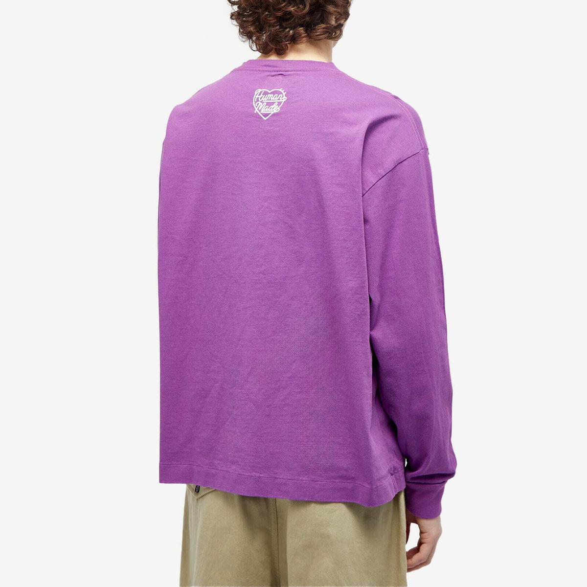 Human Made Men's Long Sleeve Heart T-Shirt in Purple Human Made