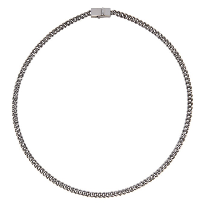 Photo: Tom Wood SSENSE Exclusive Gunmetal Thin Rounded Curb Chain Necklace