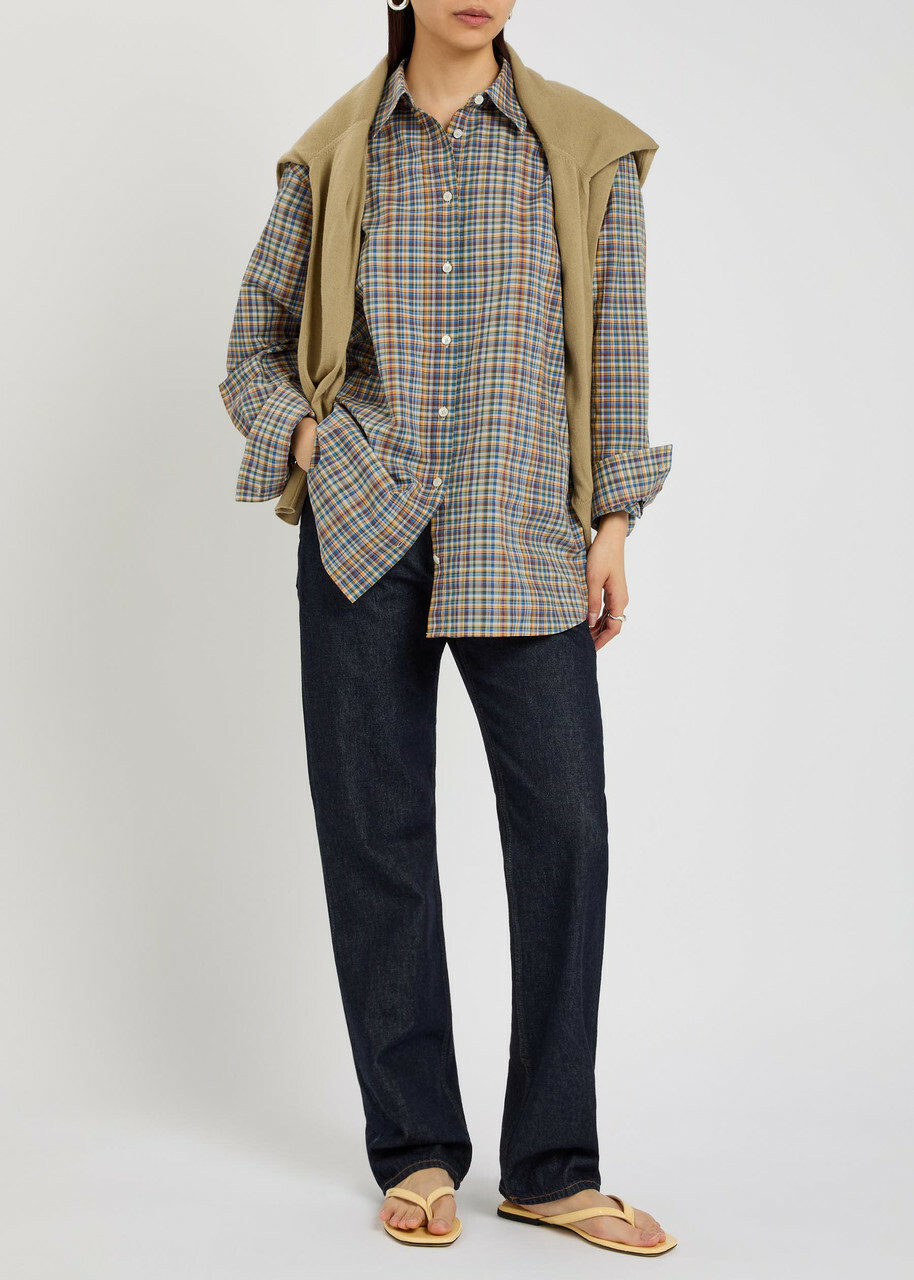 Toteme Checked Cotton-poplin Shirt Grey