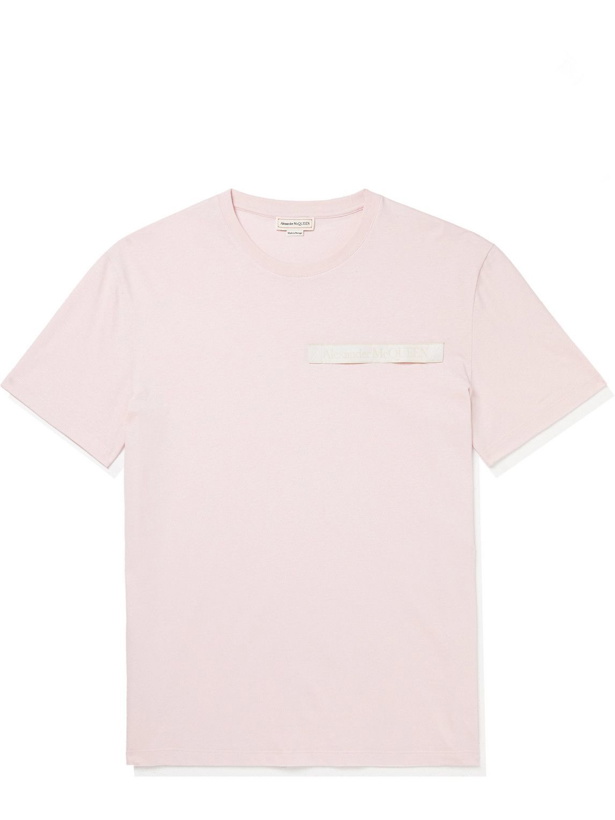 Photo: Alexander McQueen - Webbing-Trimmed Cotton-Jersey T-shirt - Pink