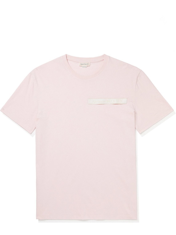 Photo: Alexander McQueen - Webbing-Trimmed Cotton-Jersey T-shirt - Pink