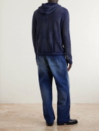 424 - Knitted Cotton Zip-Up Hoodie - Blue