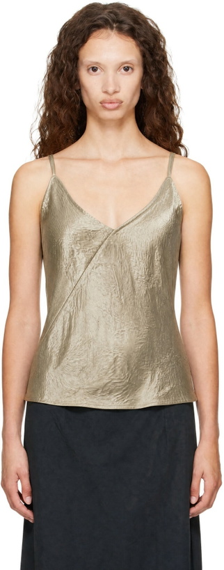 Photo: Helmut Lang Green Crinkle Slip Top