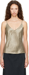 Helmut Lang Green Crinkle Slip Top