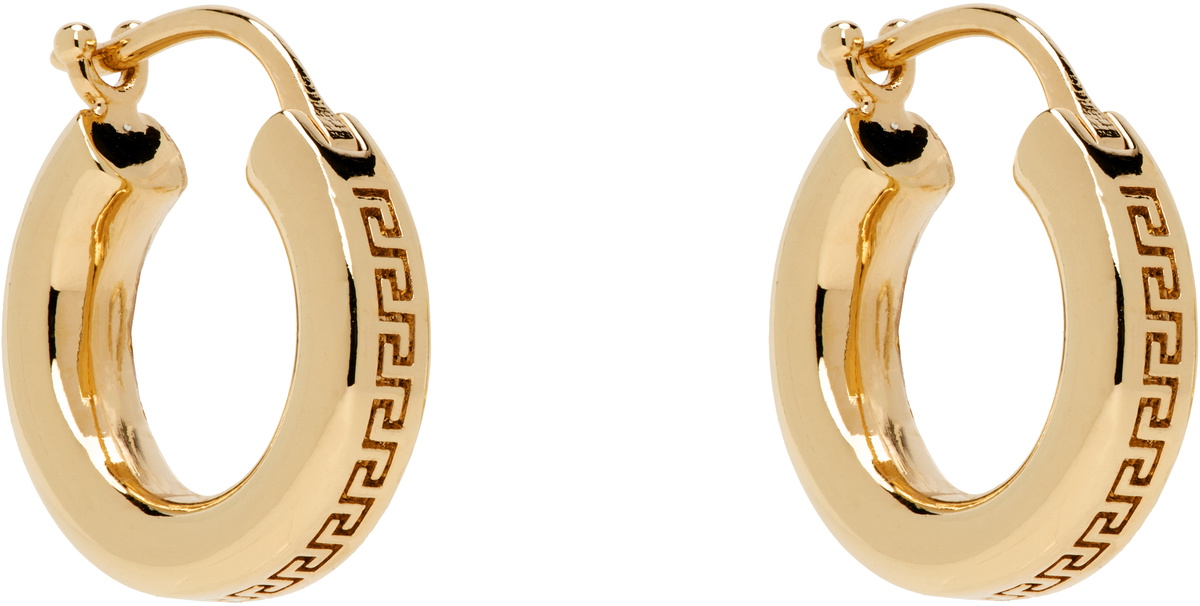 Versace Gold Greca Hoop Earrings