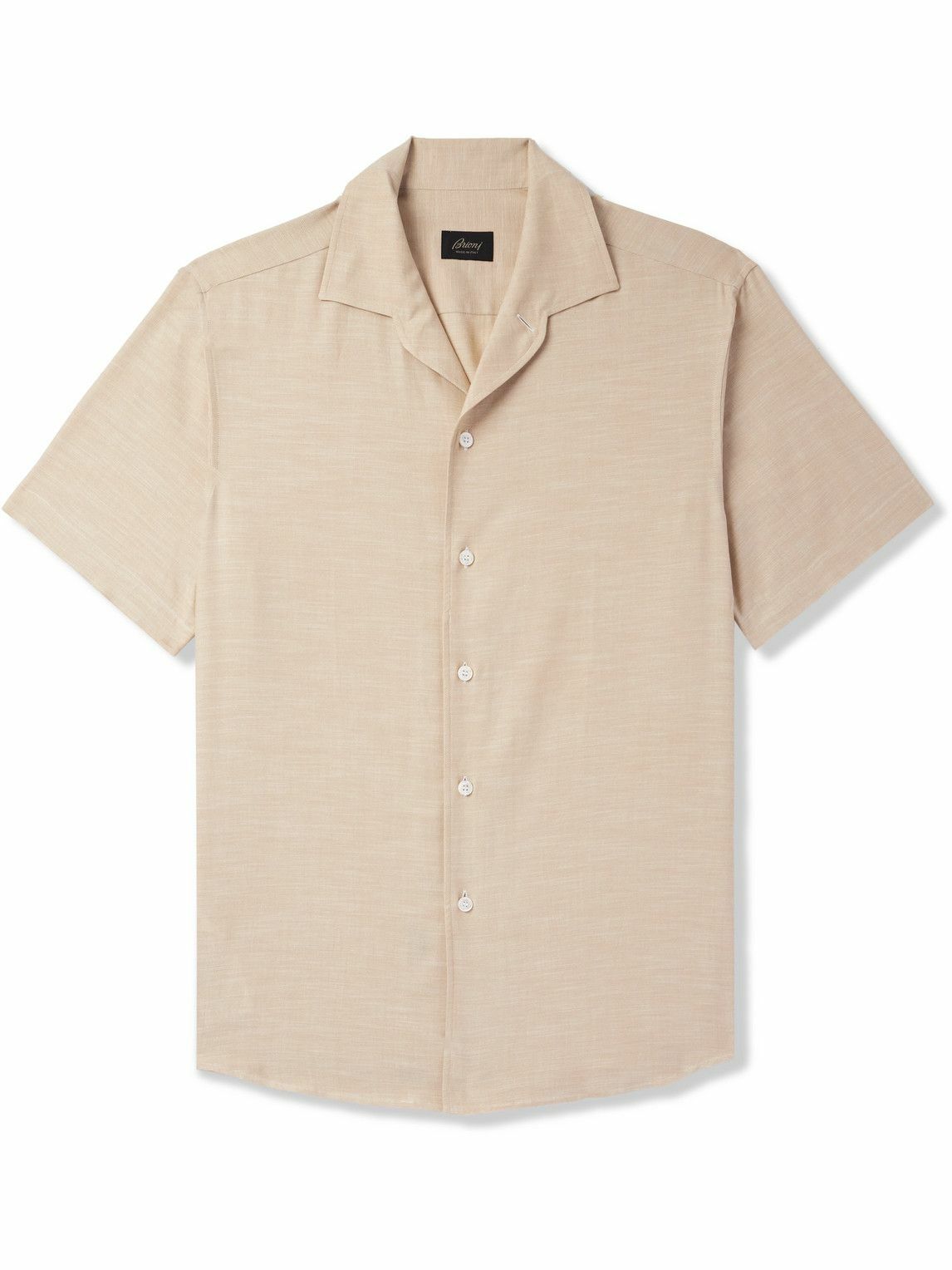 Brioni - Camp-Collar Cotton Shirt - Neutrals