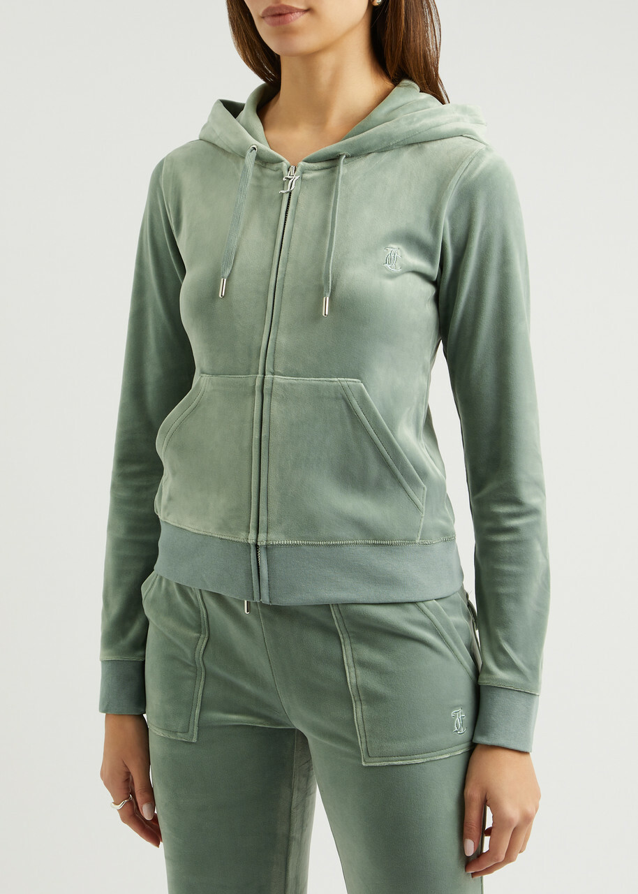 Juicy Couture Robertson Hooded Velour Sweatshirt Green